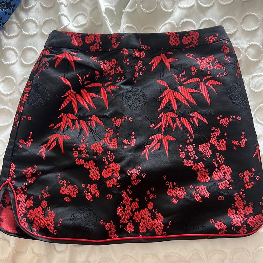 Red and Black Mini Pencil Skirt
